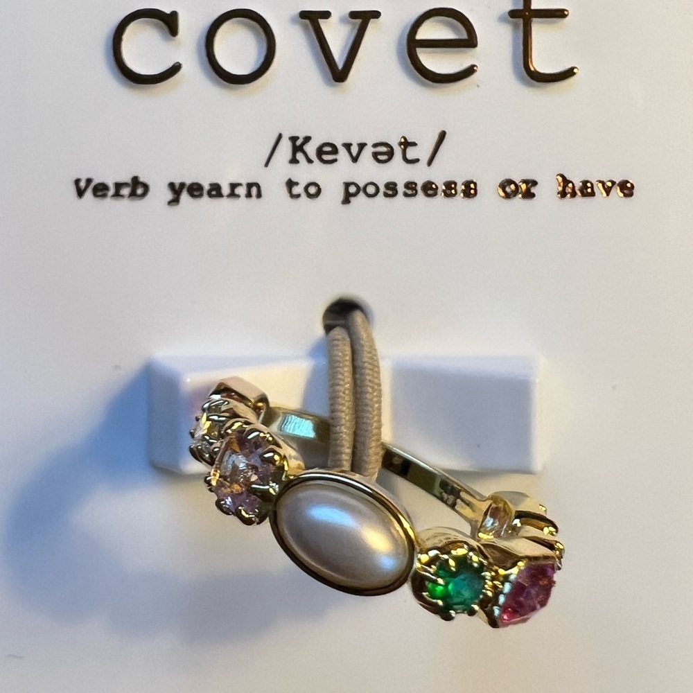 Nordstrom Covet Multishape Cubic Zirconia Faux Pearl Band Statement Ring::NWT:: - Picture 2 of 9